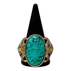 Vintage Barse Sterling Silver Yellow Gold Overlay Band Ring Oval Bezel Set